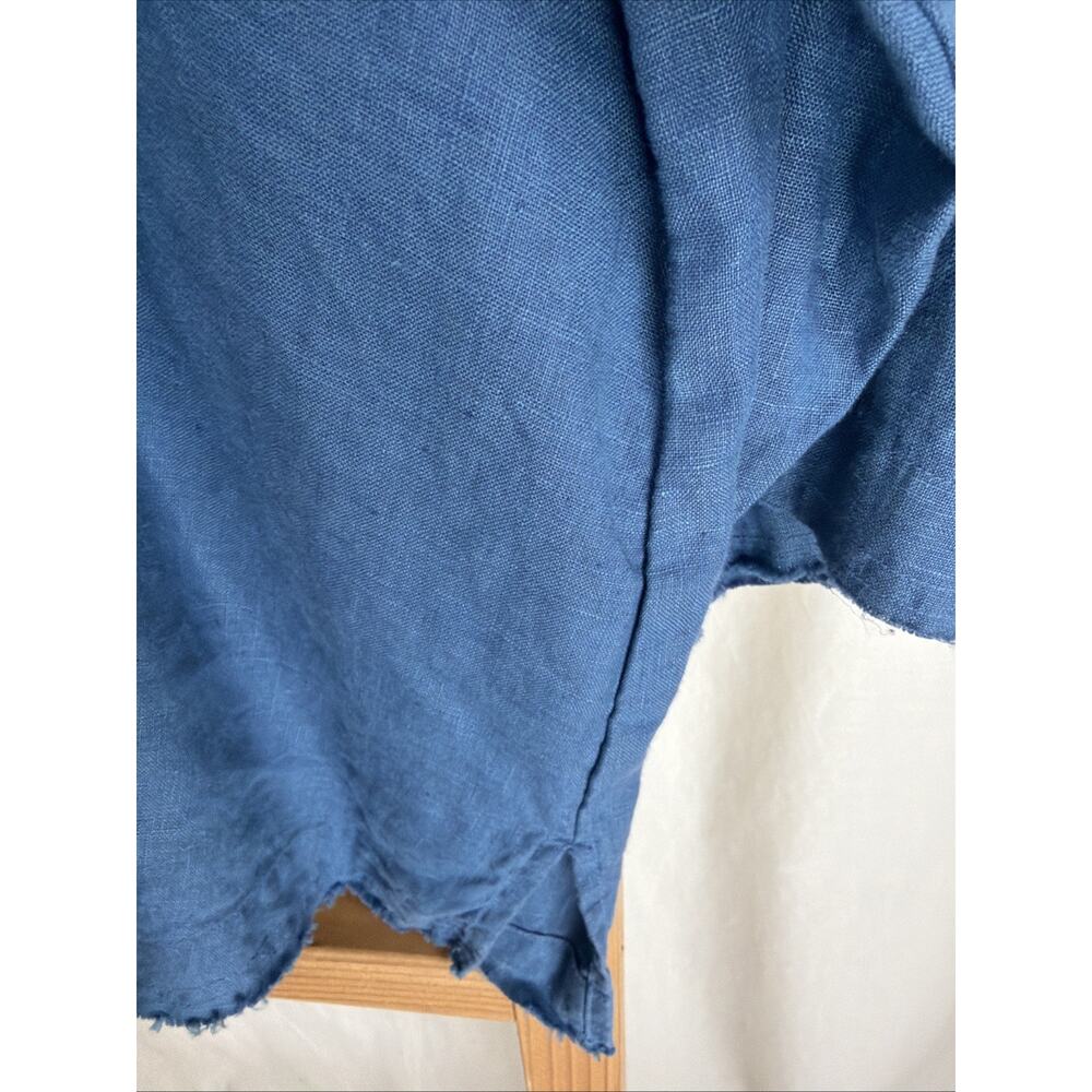 NWT Kleen Navy Fray Top 3.5 Side Slit 100% Linen #0833 XS - Picture 3 of 7
